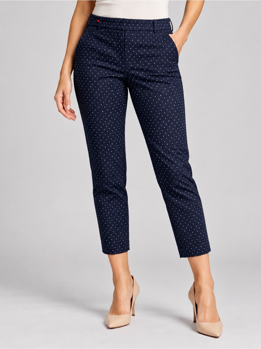 Reitmans Navy Polka Dot Cropped Ankle Pants